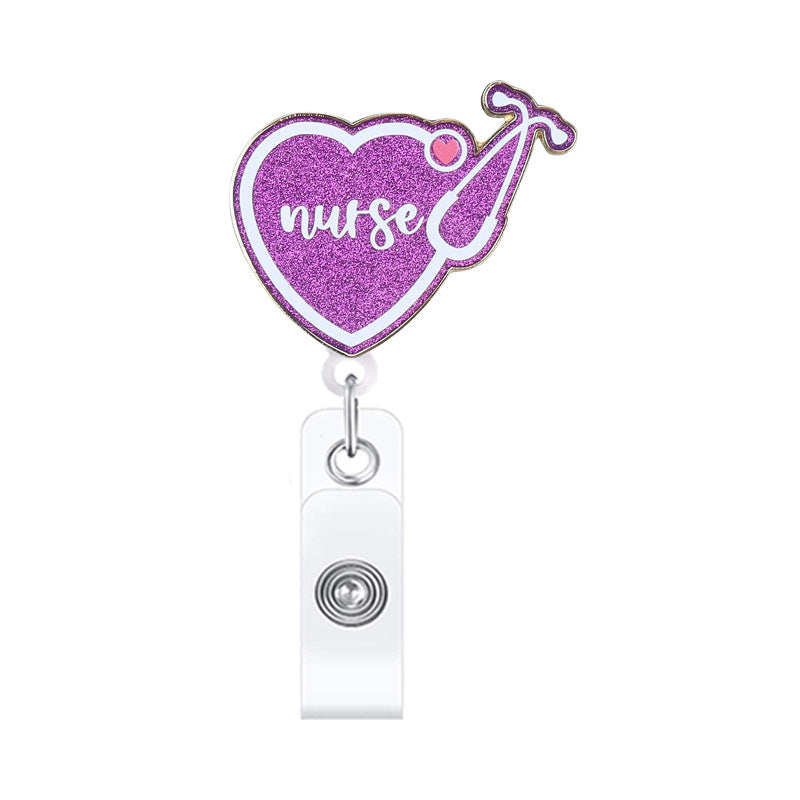 Wholesale Leopard Print Medical Stethoscope Badge Scroll Retractable ABS Keychain