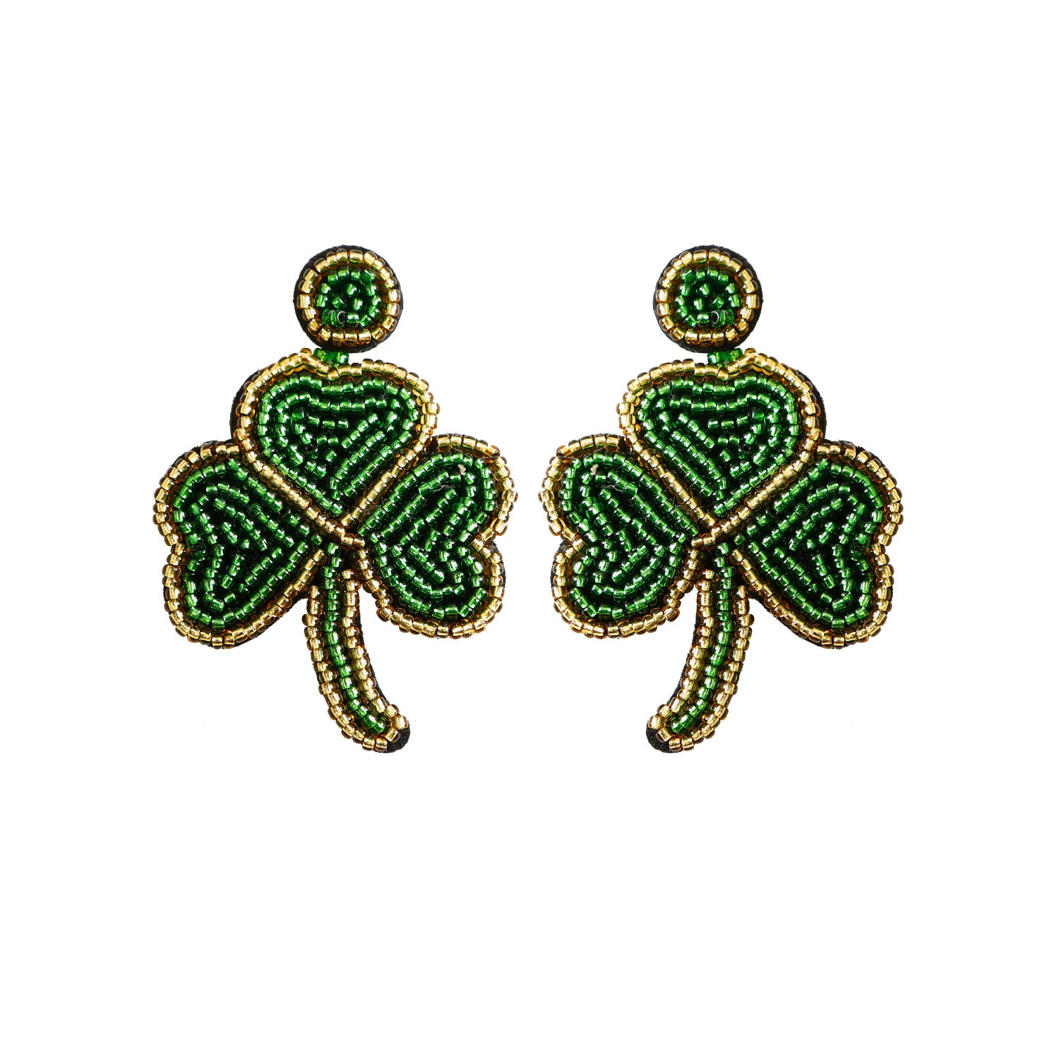 Wholesale Saint Patrick Green Cotton Thread, Rice Beads, Leaf Earrings