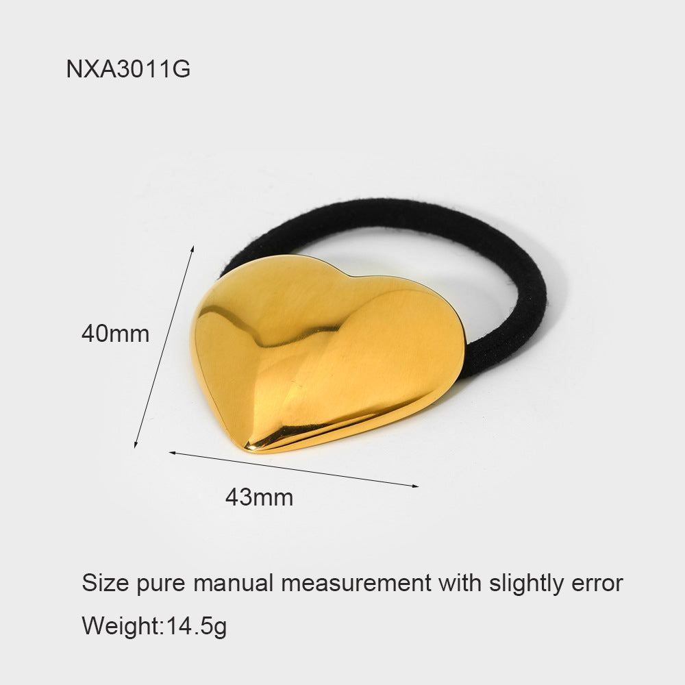 Wholesale Stainless Steel Metal High-grade Ins Rubber Band Love Bow Ponytail Hair Rope