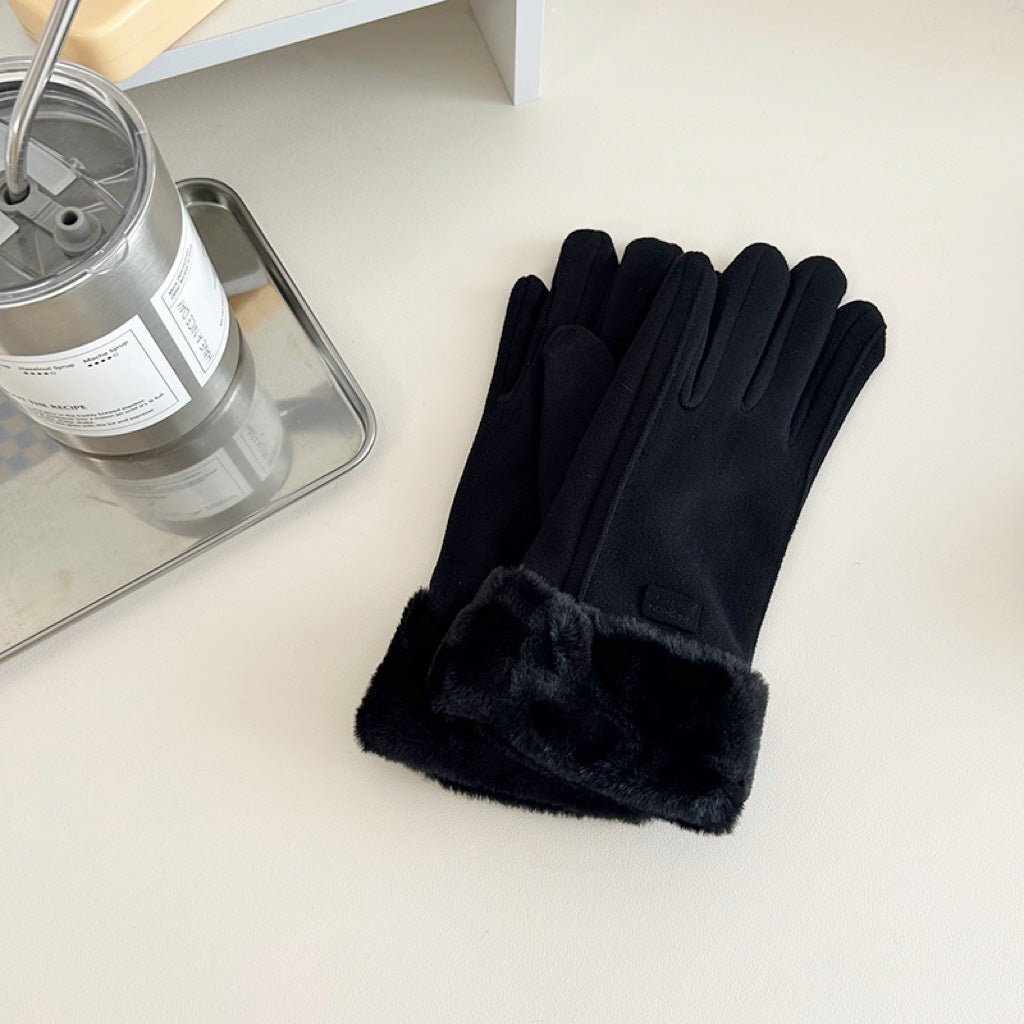 Wholesale Warm and Thickened Five Finger Touch Screen Polyester Gloves