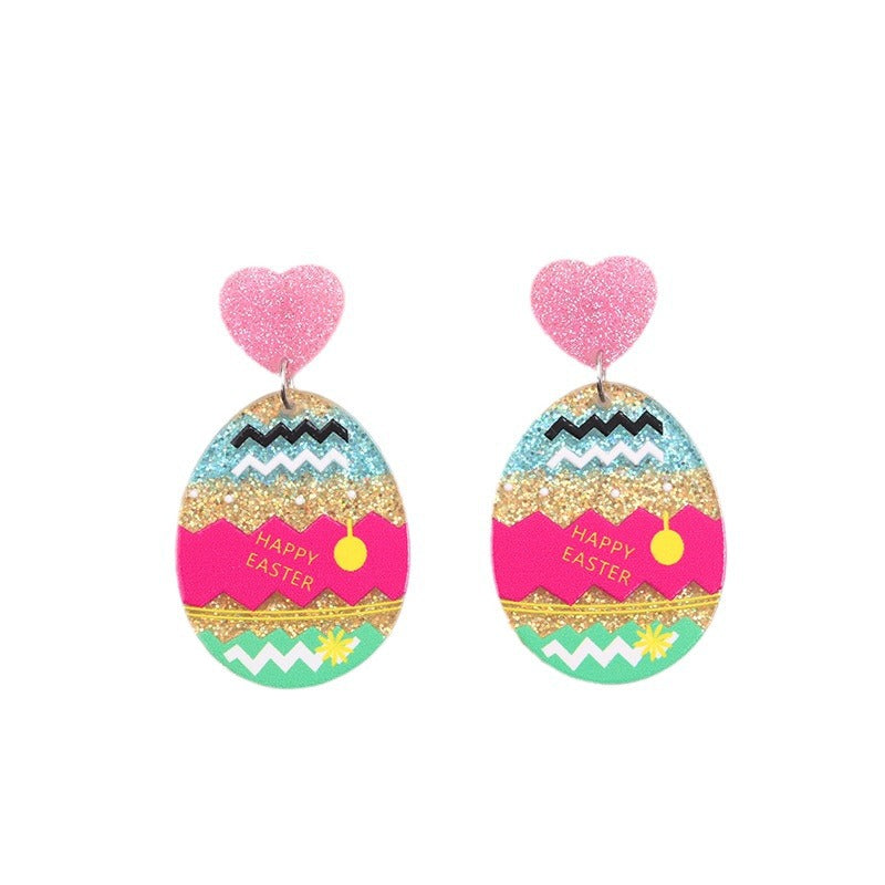 Wholesale Easter Egg Rabbit Acrylic Earrings
