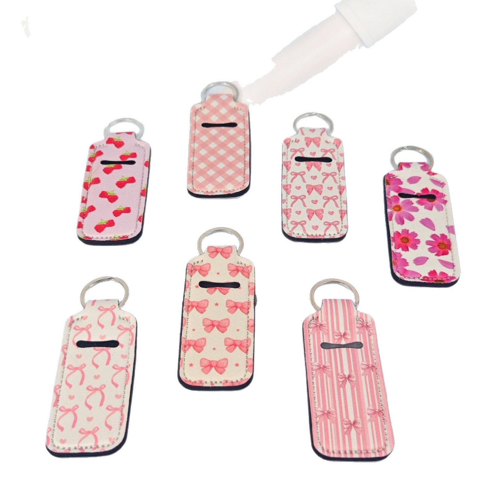 Wholesale Printed sunflower women' s lipstick bag Chapstick Holder keychain