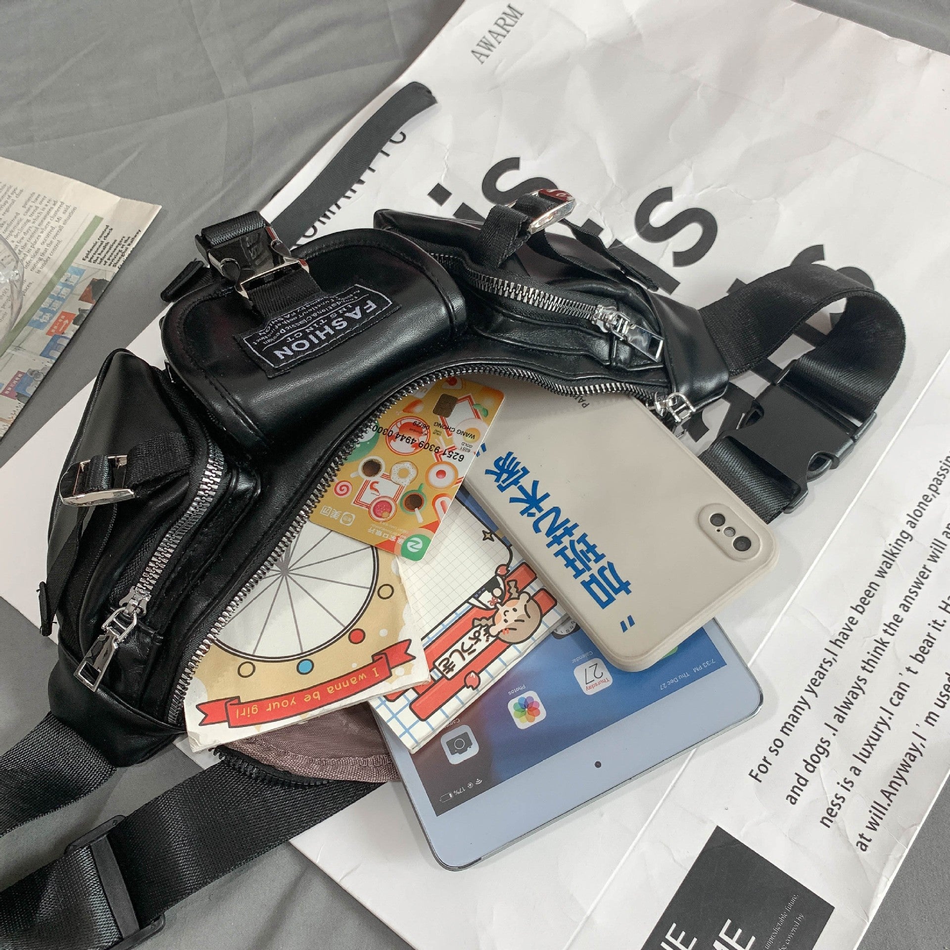 Wholesale Adjustable Sports Waist Pack, Multifunctional, Large Capacity Outdoor Functional PU Waist Pack