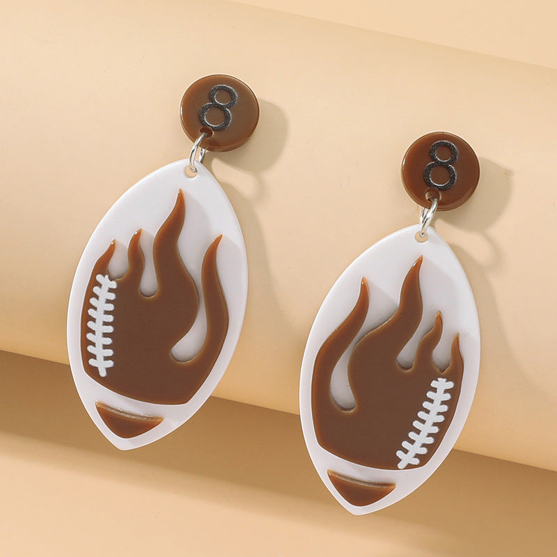 Wholesale Sports Rugby Acrylic Football Earrings