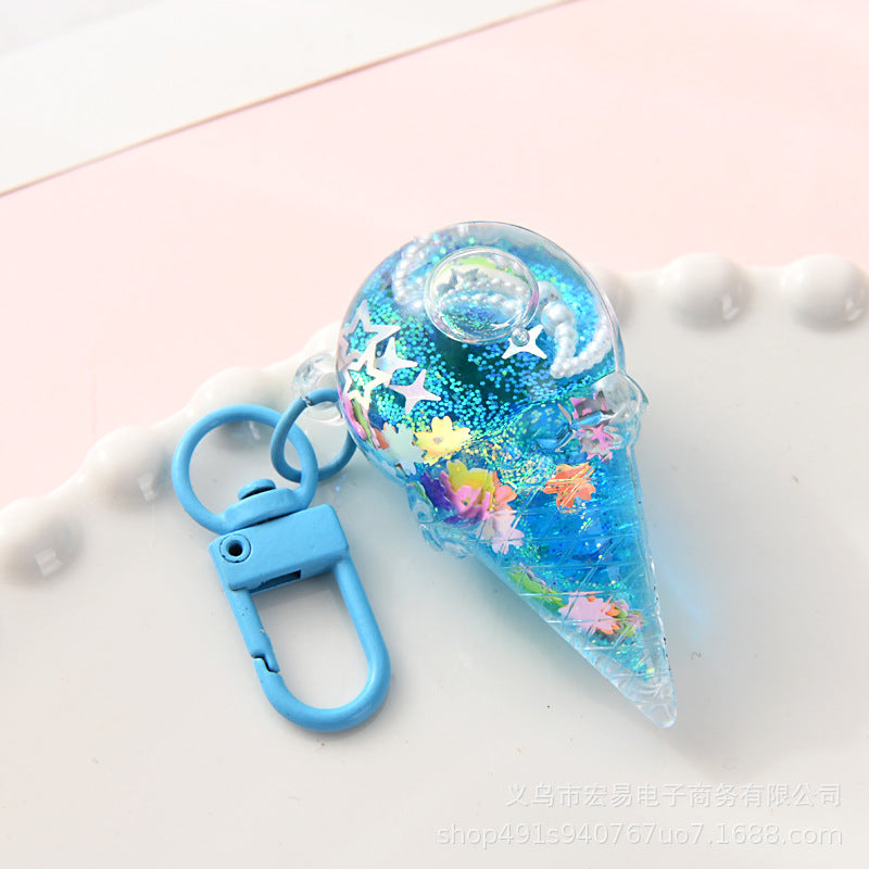 Wholesale Acrylic Liquid Sand Star Ice Cream Keychain