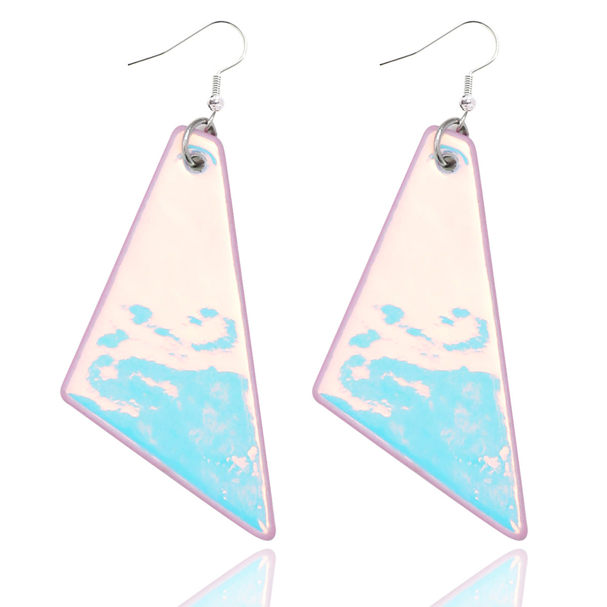 Wholesale Triangle Reflective Laser Simple Earrings