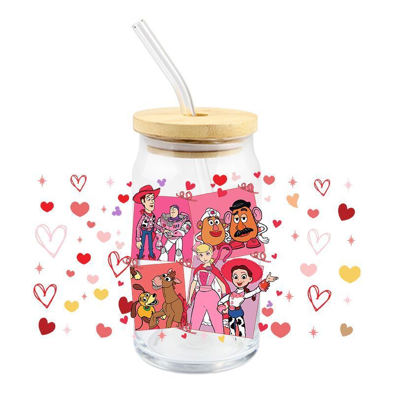Wholesale 5pcs Cartoon Valentine' s Day  16oz Cup UV DTF Wraps OLY Exclusive