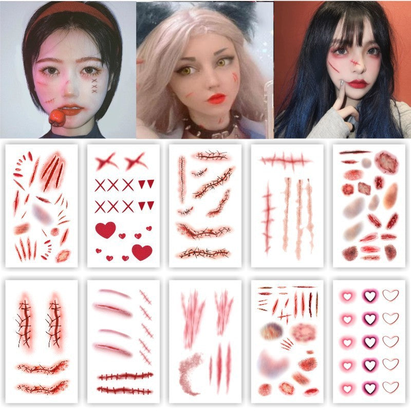 Wholesale  tattoo paste simulation bleeding fake wound bite  suture  party bar makeup face paste