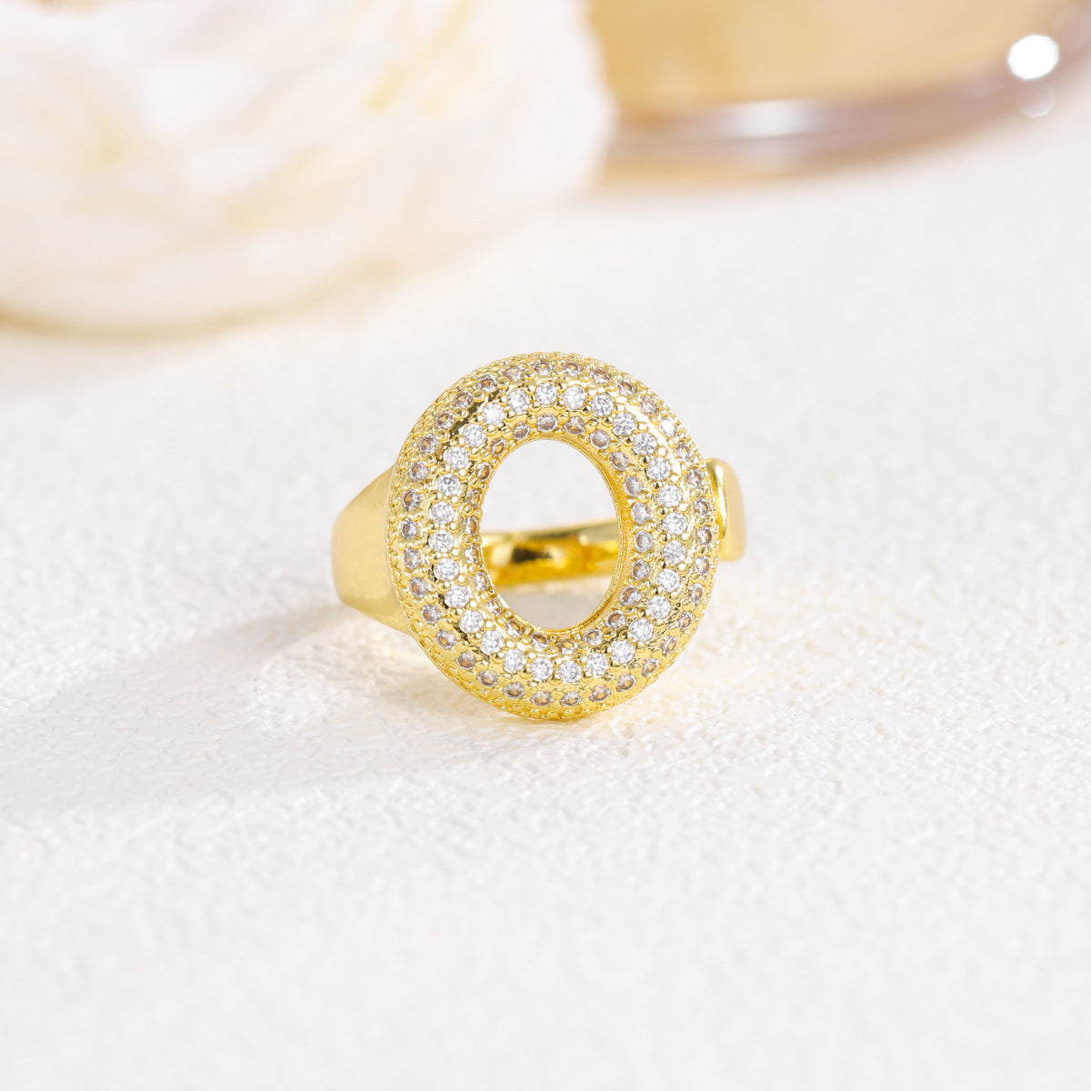 Wholesale  Gold Plated Copper Set with Zircon Open Ring