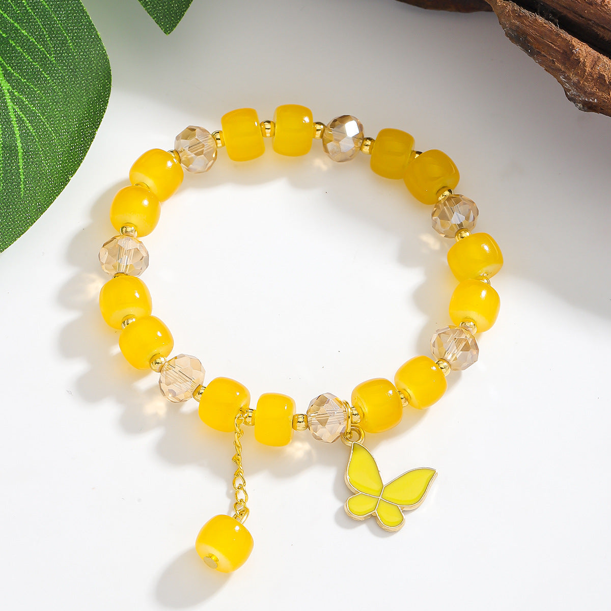 Wholesale Arrival Glass Abacus Handmade Woven Butterfly Pendant Colorful Beads Bracelet Jewelry