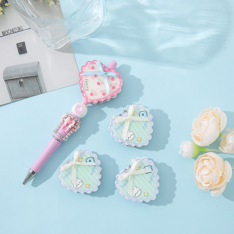 Wholesale 10pcs cartoon love bow beads cute acrylic beads