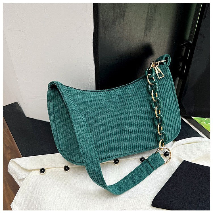 Wholesale Simple Casual Strip Flannel One Shoulder Canvas Bag