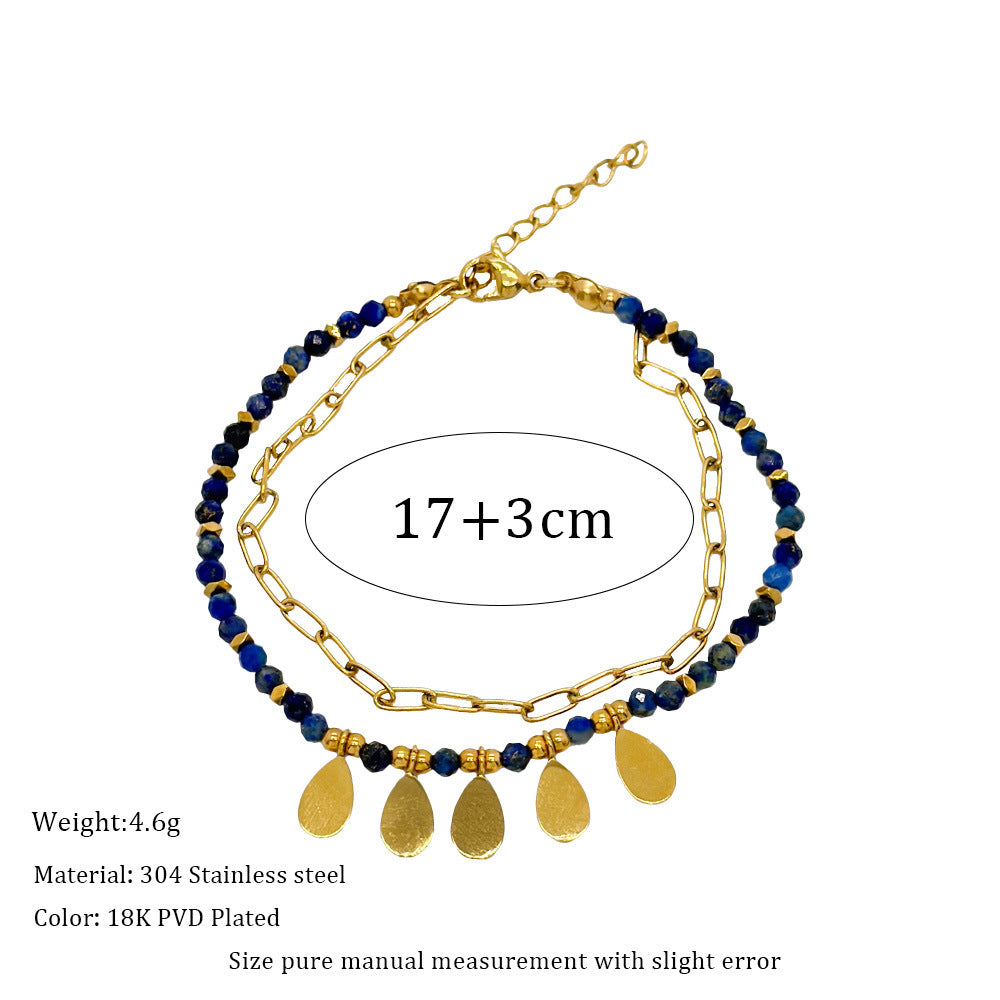 Wholesale Lapis Lazuleus Bracelet Design  Titanium Steel Bracelets Gold Plated Hand Jewelry
