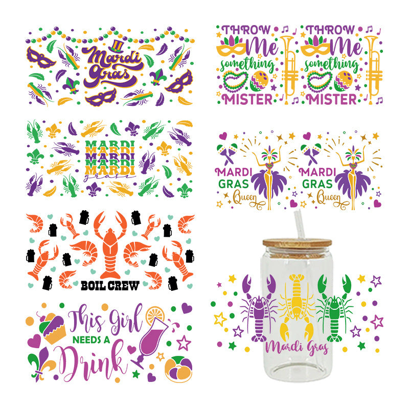 Wholesale Cartoon Cute Colorful Carnival 16oz Cup UV DTF Wraps