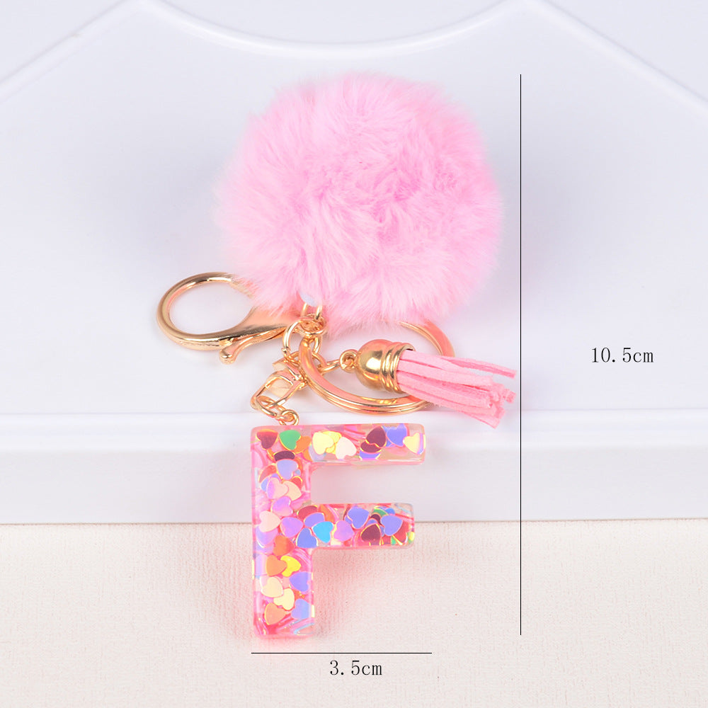 卸売人気のファーボールラブレター樹脂キーホルダー