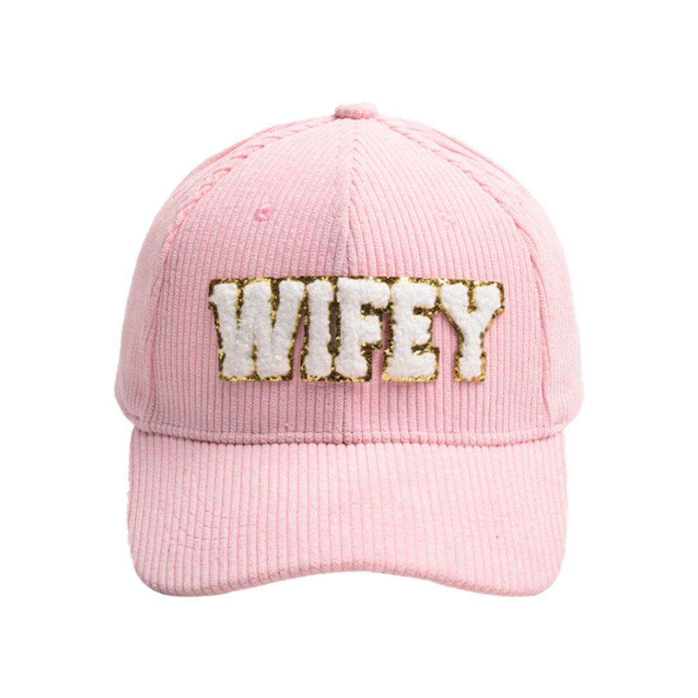 Wholesale WIFEY Letter Corduroy Baseball Cap