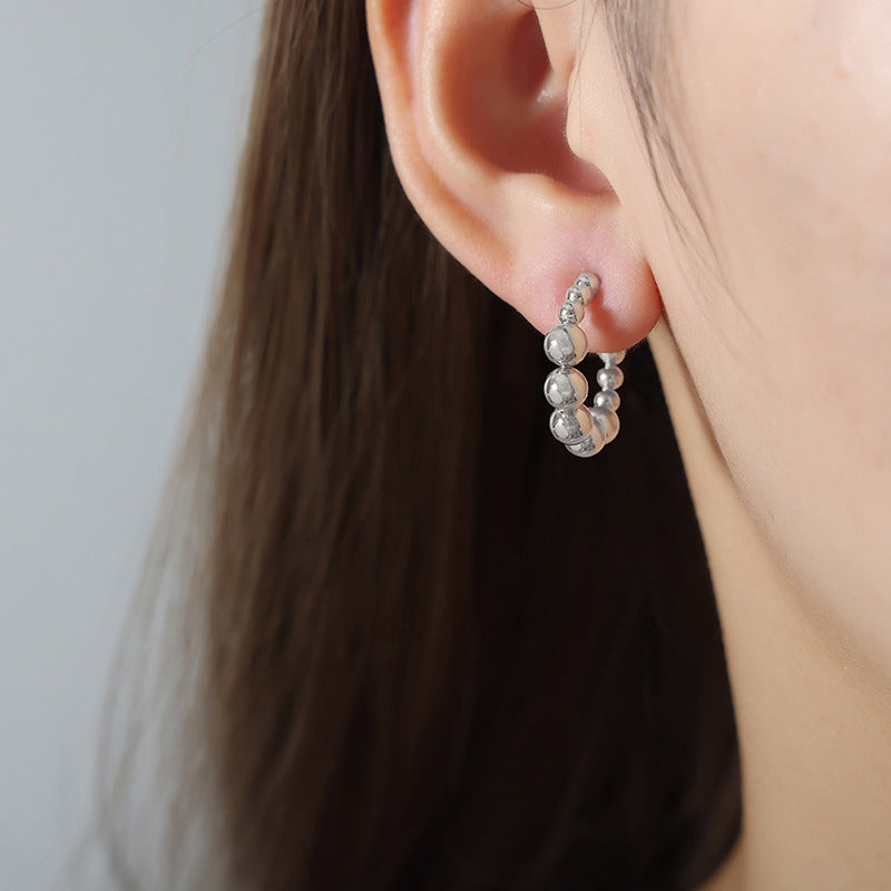 Wholesale Titanium Steel 18k Gold Vintage Steel Ball U-shaped Non-fading Earrings