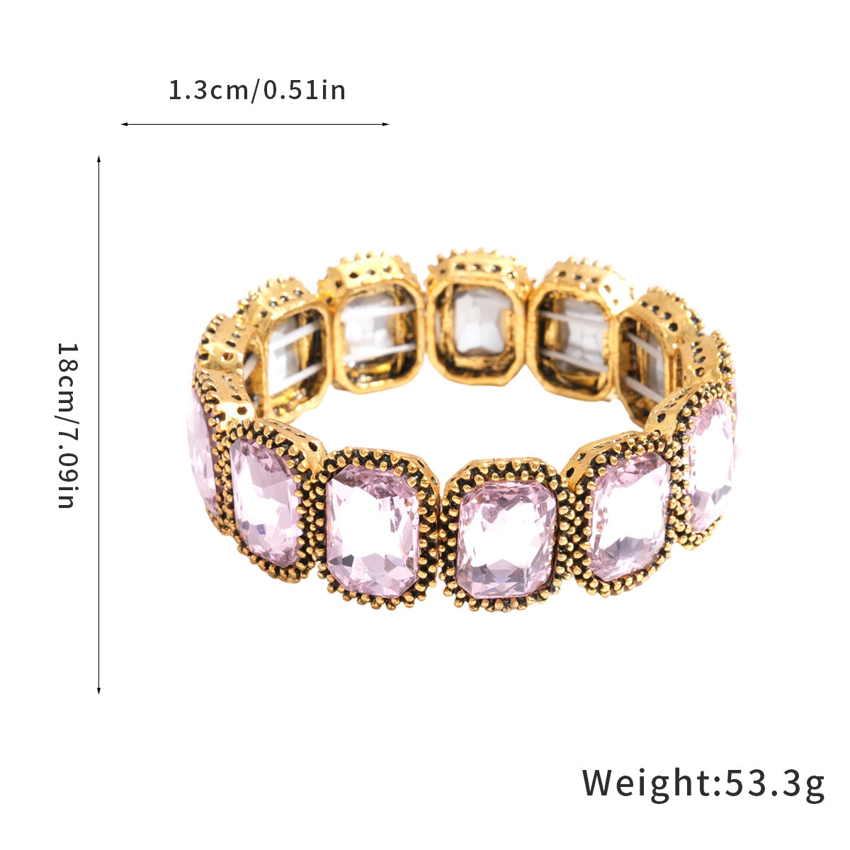 Wholesale Unisex Rhinestone Oval Stretch Bracelet Gold Colorful Fashion Jewelry Accessory Gift