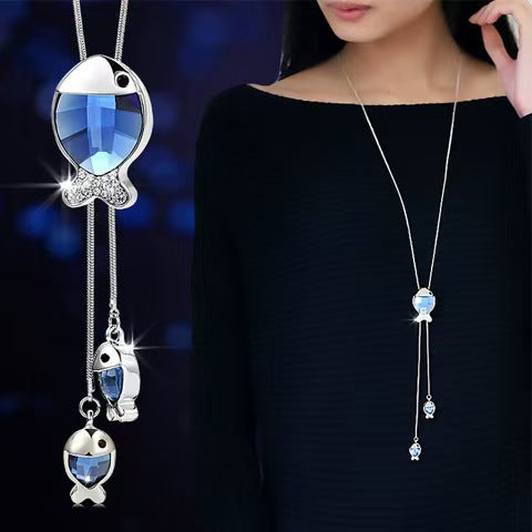 Wholesale Colored Diamond Set Animal Flash Diamond Long Necklace