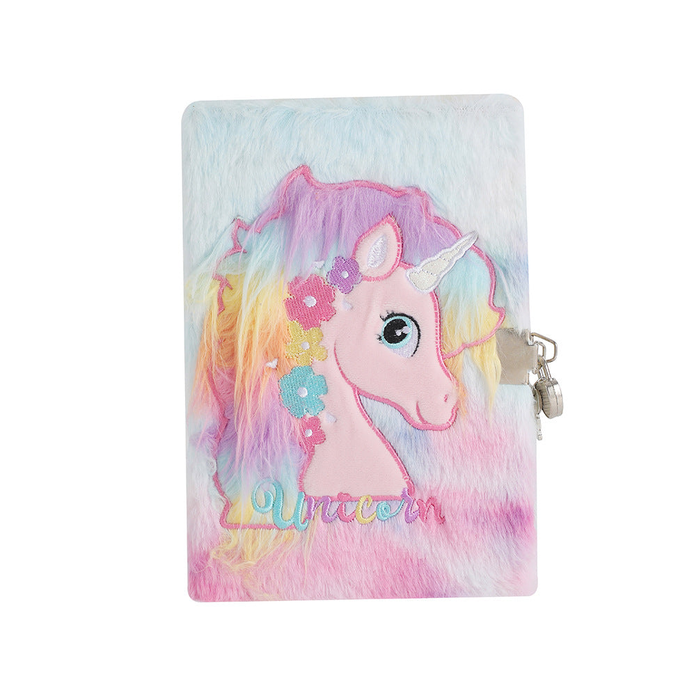 Wholesale Cartoon Unicorn Plush Notebook with Lock