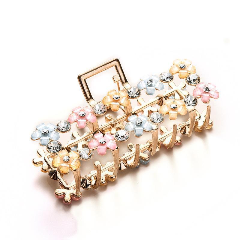Wholesale Alloy Colored Flower Rhinestone Hair Clips