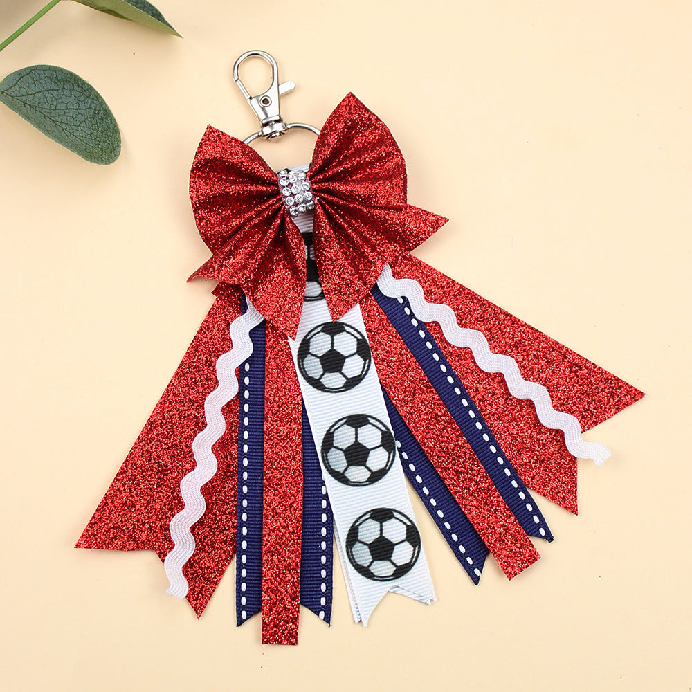 Wholesale Sports Youth Cheerleader Bow Lanyard Ribbon Keychains