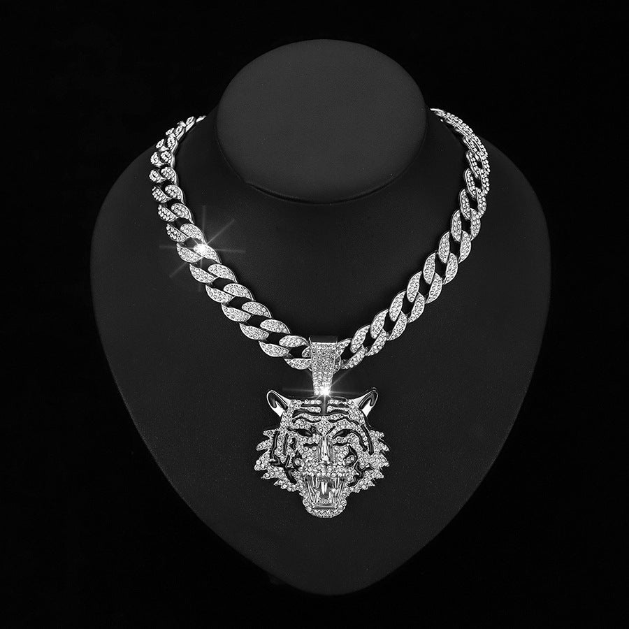 Wholesale 3D Diamond Tiger Pendant Hip-hop Men's Cuban Necklace