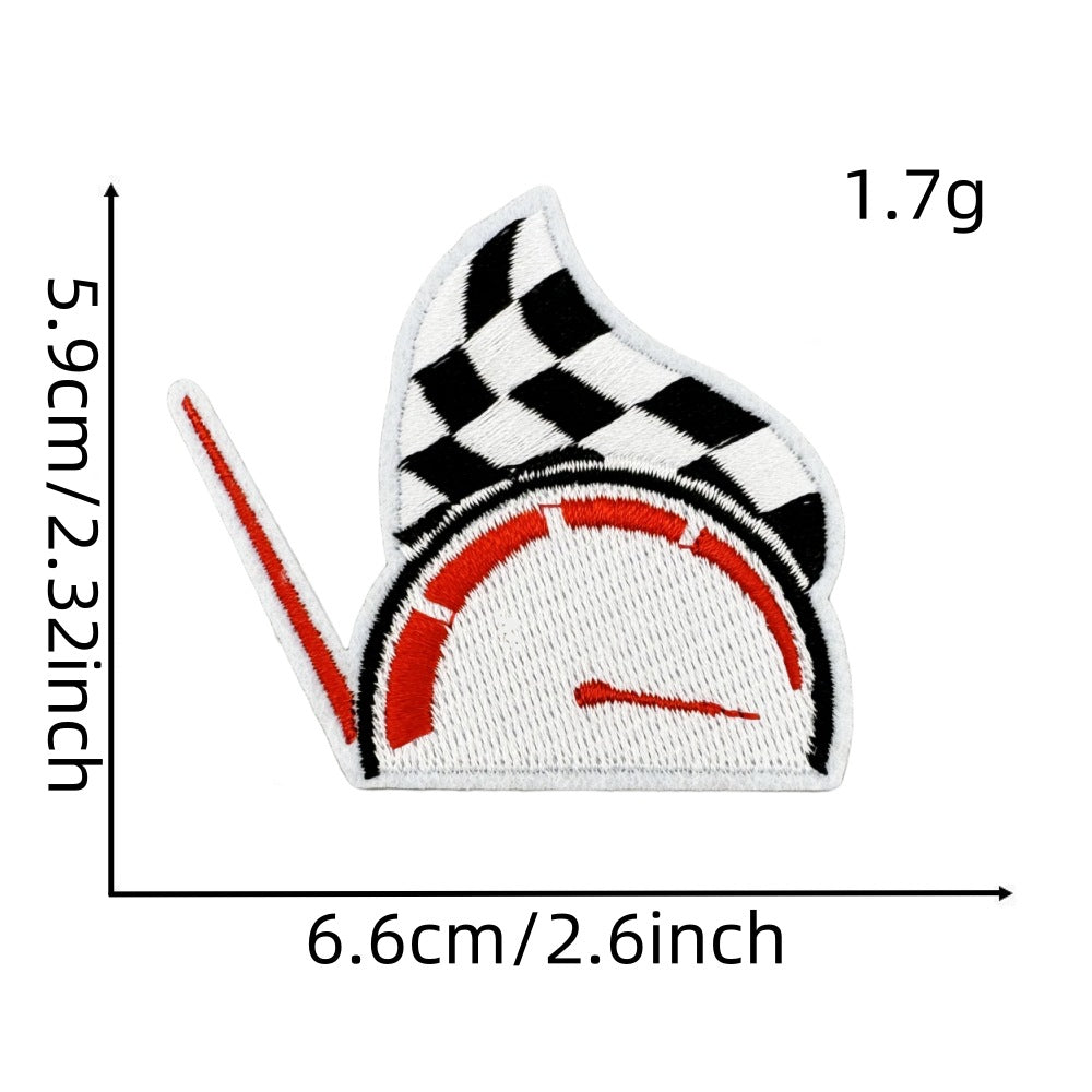 Wholesale Black and White Racing Flag Series Embroidery DIY Patches