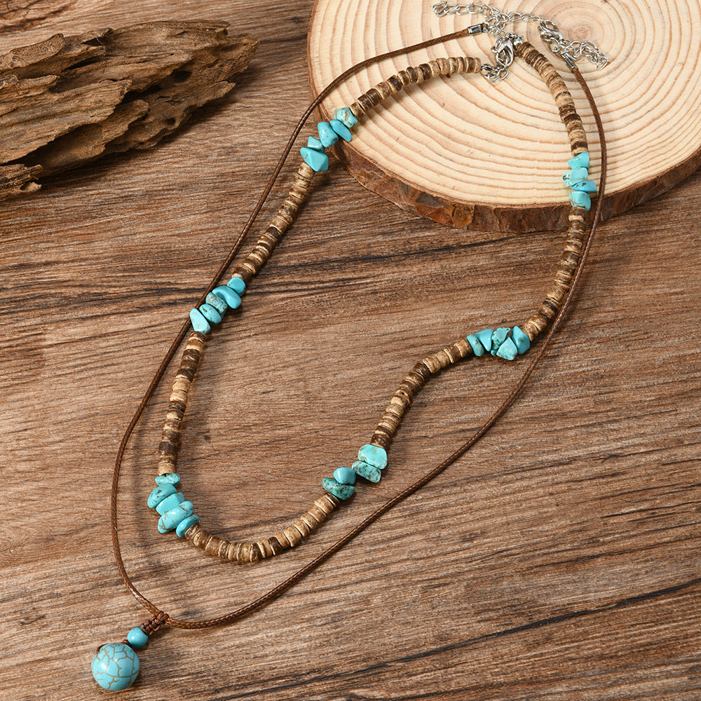 Wholesale Necklace Western Style Cactus Cattle Head Hat Turquoise Flannel Neck Chain