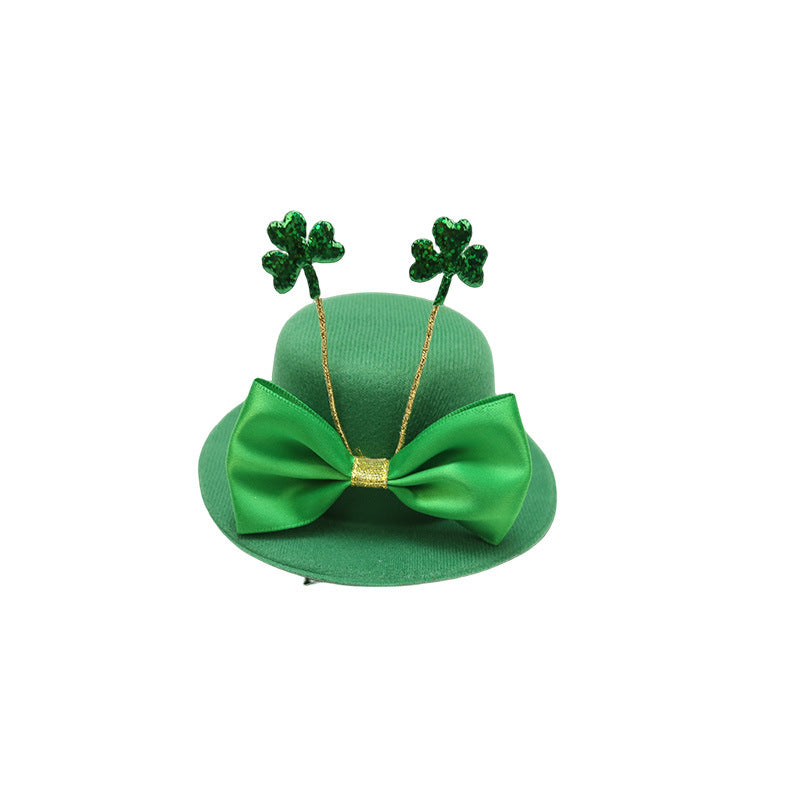 Wholesale St Patrick' s Day Headwear Shamrock Green Hair Clips