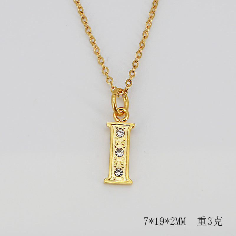 Wholesale Titanium Steel Diamond Letter Necklace Clavicle Chain