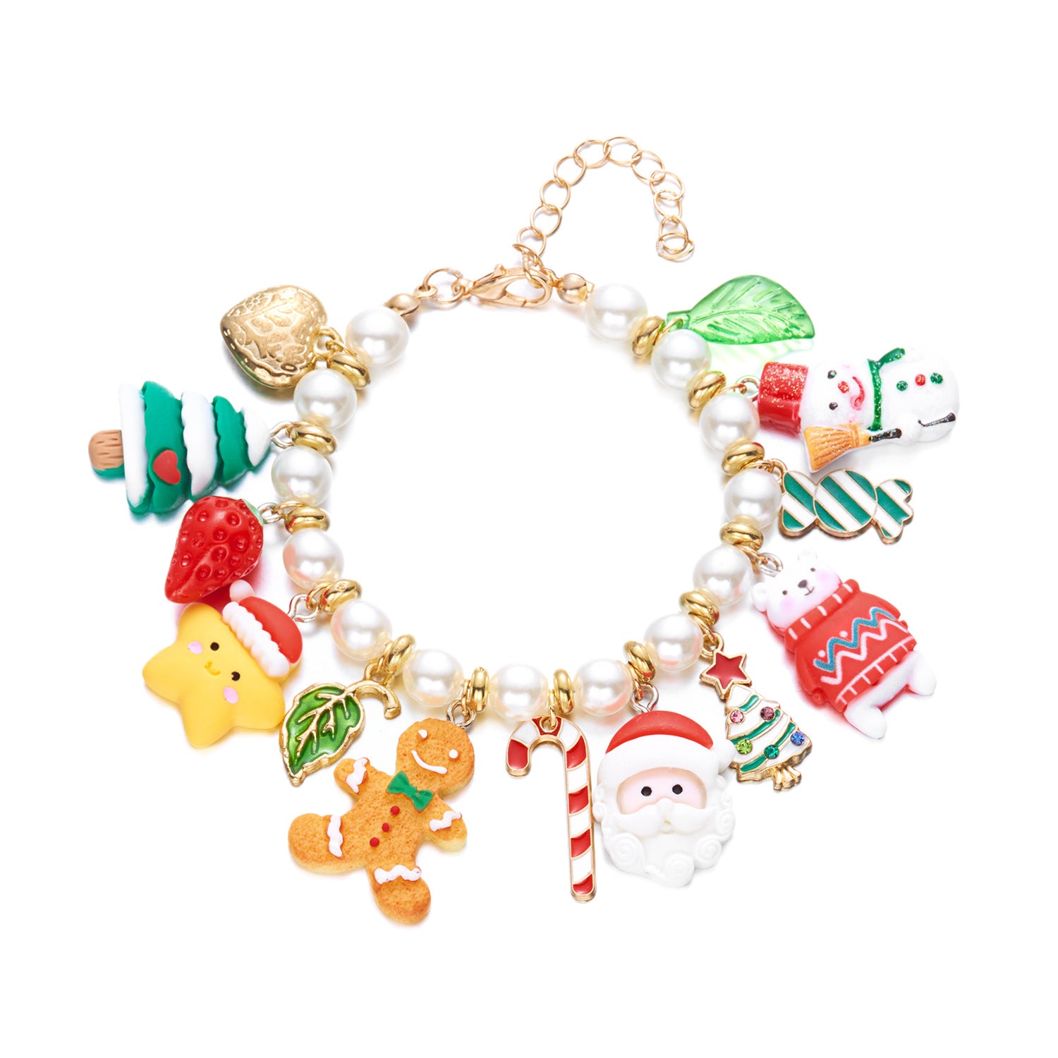 Wholesale Cute Christmas Pearl Charms Bracelet