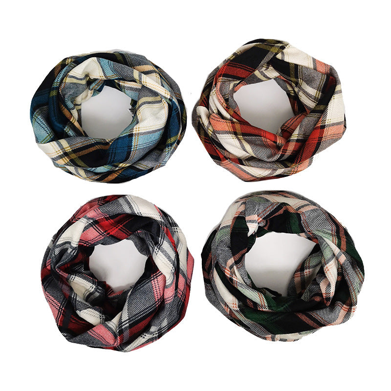 Wholesale Brimless Polyester Turban Neck Scarf Warm Plaid Pullover Knitted Hat