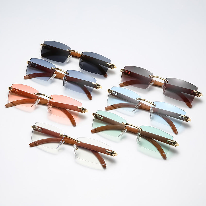Wholesale Fashionable ultra-clear frameless ocean-lens diamond-cut edge trendy Sunglasses