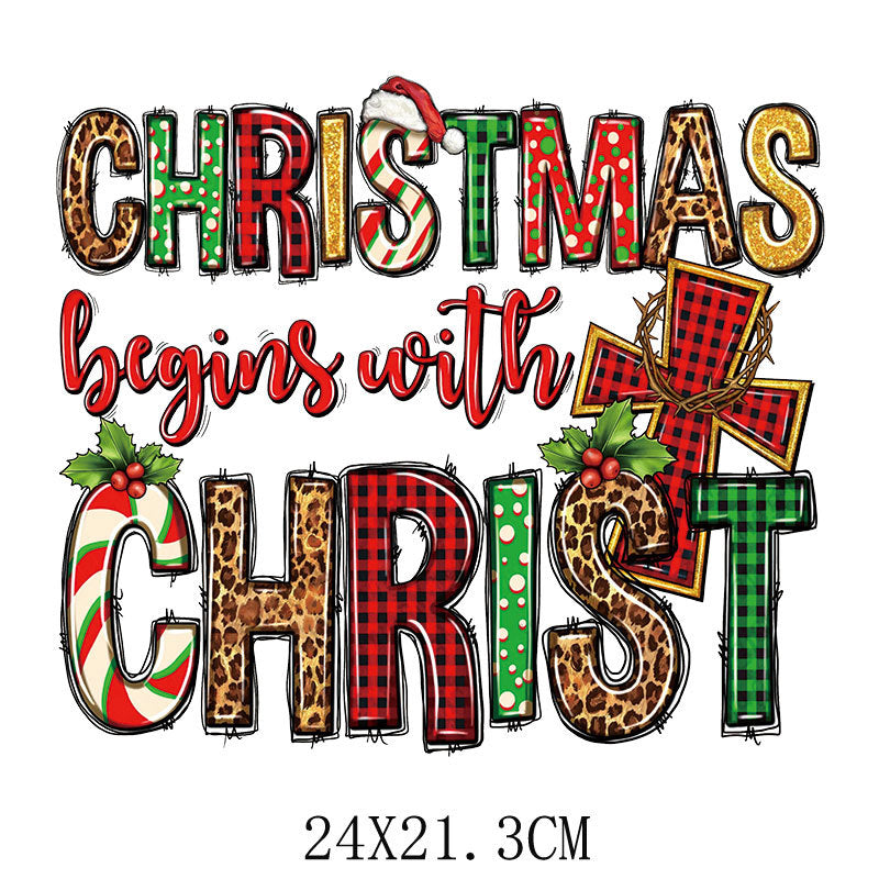 Wholesale  letters Christmas   printing pattern UV DTF Ready to Press Transfers Wraps