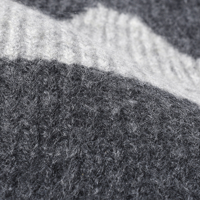 Wholesale Wavy Color Block Women's Large Head Size Wool Beanie