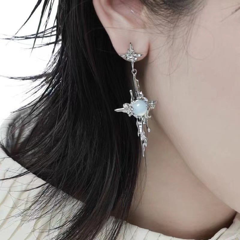 Wholesale Cross Moonstone Star Earrings