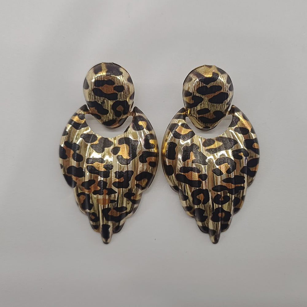 Wholesale Leopard Cow Print Geometric Circle Earrings Alloy Electroplated Retro Jewelry Accessory
