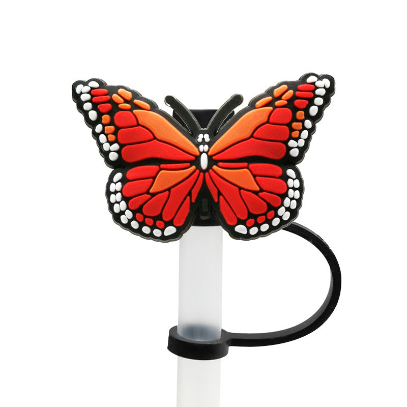 Wholesale 10pcs PVC Butterfly Straw Tube Cap