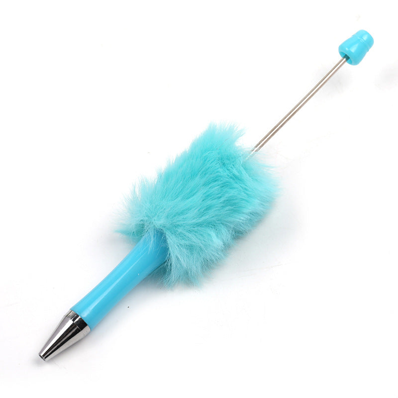 Wholesale 5pcs Creative DIY Plush Multi colored Ball Beads Plastic Rotating Ballpoint Pen