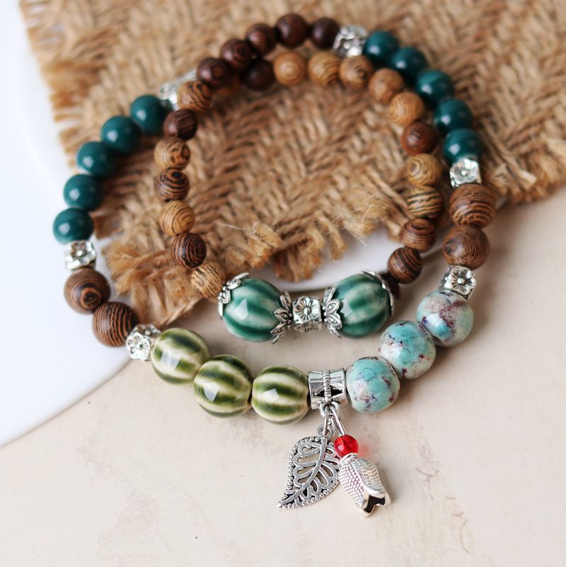 Aleación al por mayor nueva pulsera de cerámica de doble anillo de estilo chino