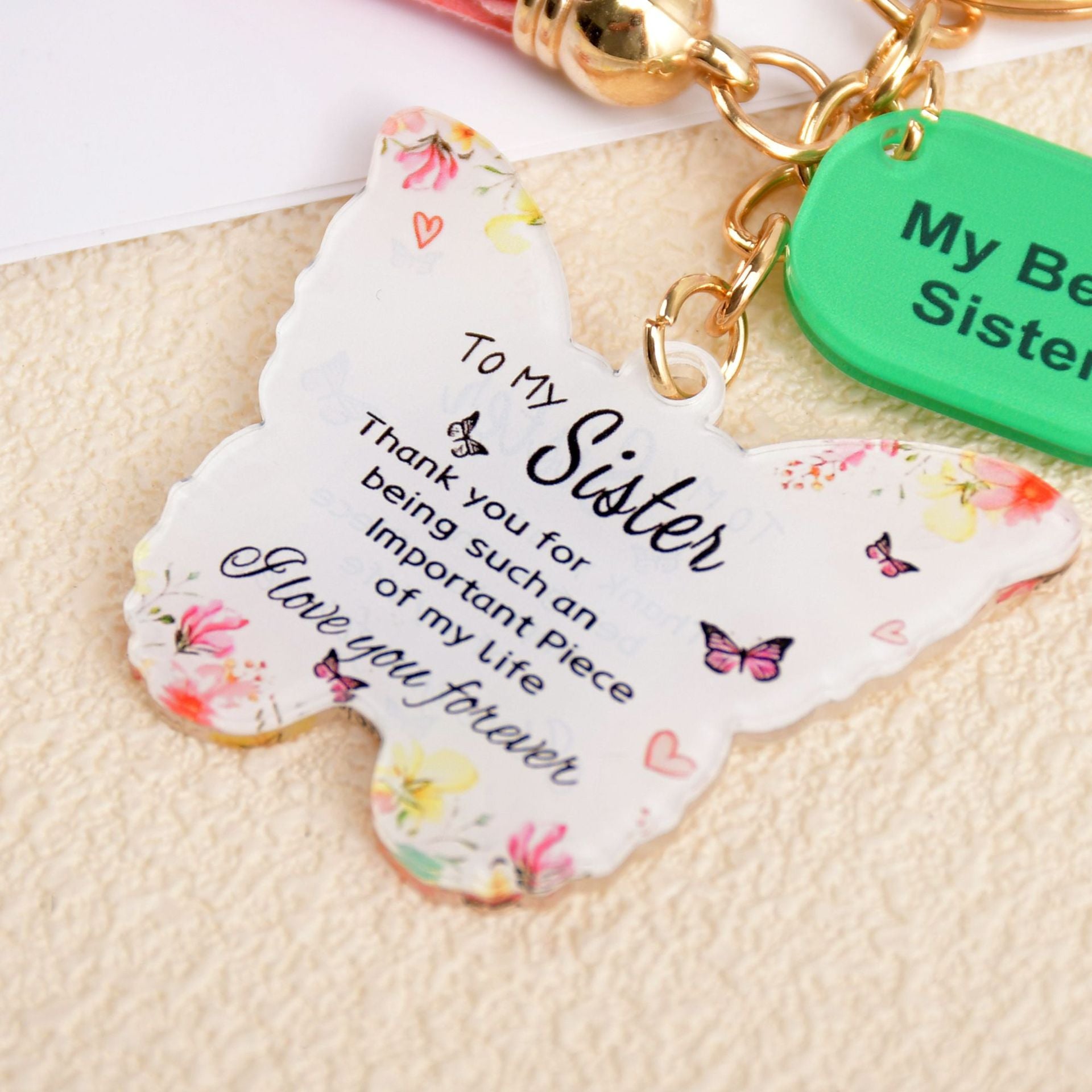 Wholesale Acrylic Butterfly Letter Keychain