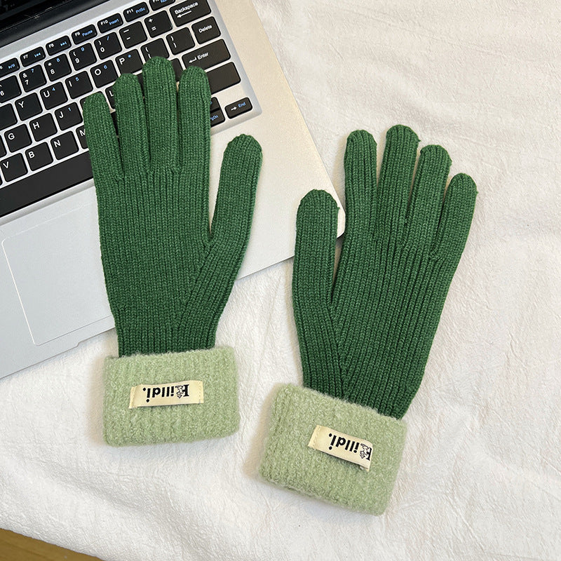 Wholesale Winter Thickened Warm Lambswool Knitted Splicing Gloves
