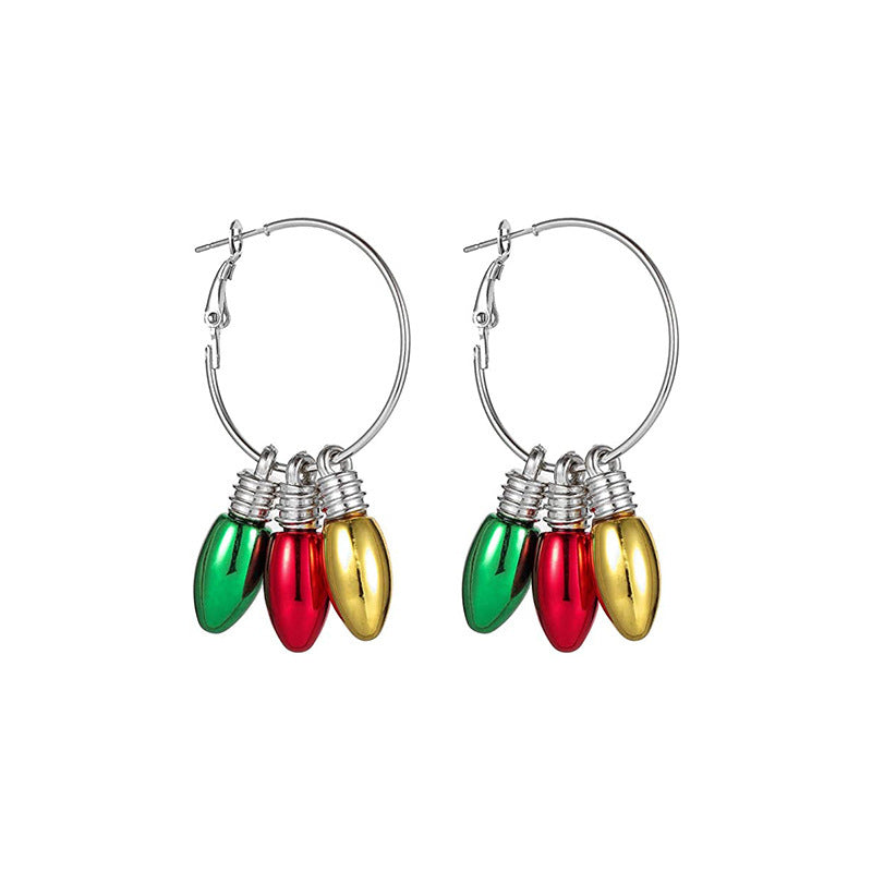 Wholesale Zinc Alloy Drip Oil Christmas Earrings And Necklace Set With Tree Bell Pendants Trendy Gift