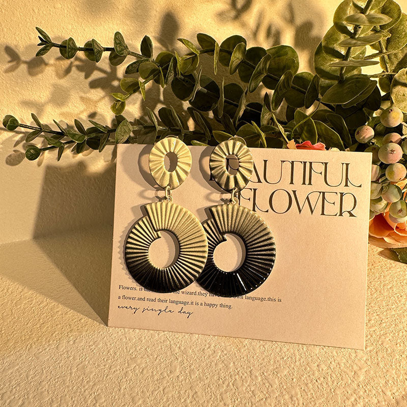 Wholesale Gradient Color Geometric Round Earrings