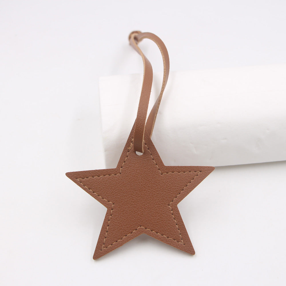 Wholesale Black PU Leather Star Bag Charm Five Point Star Pendant Lanyard Everyday Decorative Accessory For Handbags Boutique Resale