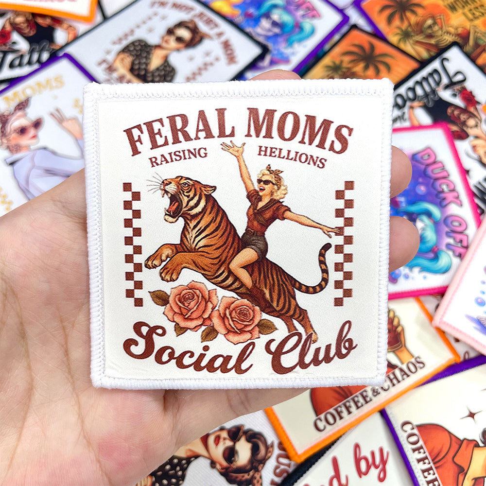 Wholesale Chic Skull Coffee Mom Beach Embroidered Patches Towel Embroidery With Hot Melt Adhesive Back DIY Craft Supplies For Clothing Bags And Home Decor