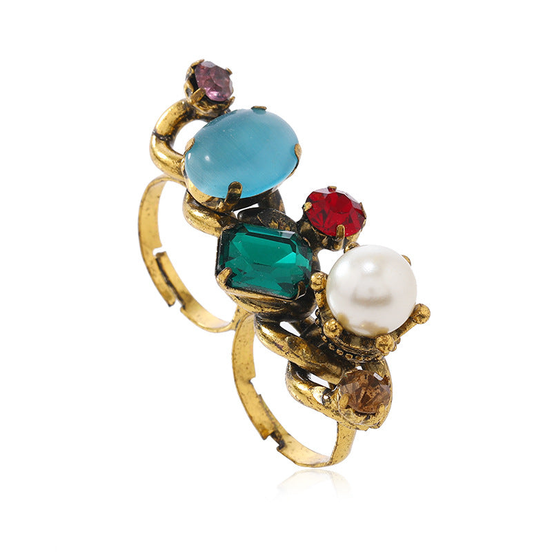 Wholesale Red Enamel Gemstone Colored Light Glass Butterfly Enamel Ring