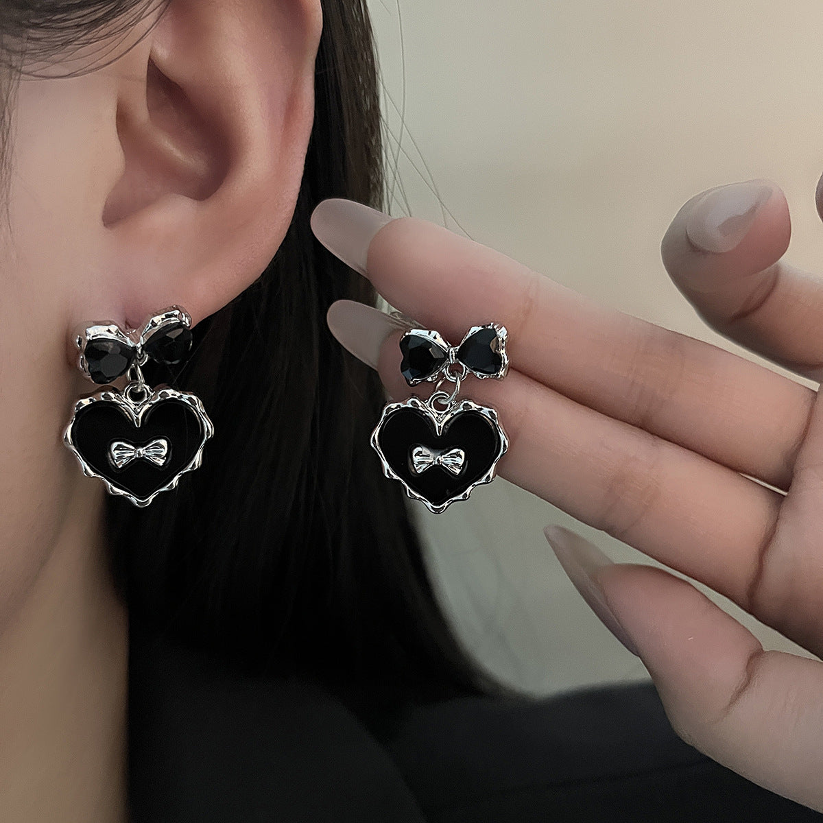 Wholesale Dark cyberpunk human face pearl cross diamond butterfly earrings