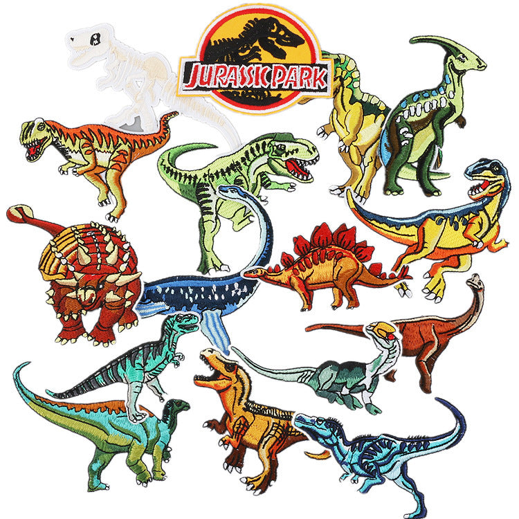 Wholesale Stylish Dinosaur Embroidered Patch With Hot Melt Glue For Kids Coats And Jeans